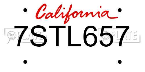 7STL657 California License Plate