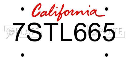 7STL665 California License Plate