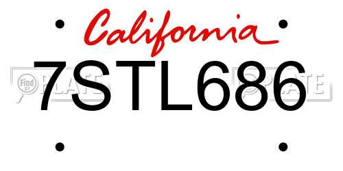 7STL686 California License Plate