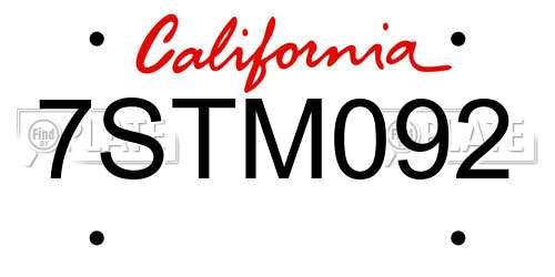7STM092 California License Plate