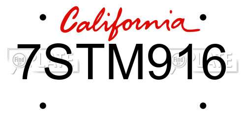 7STM916 California License Plate