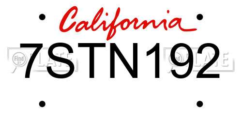 7STN192 California License Plate