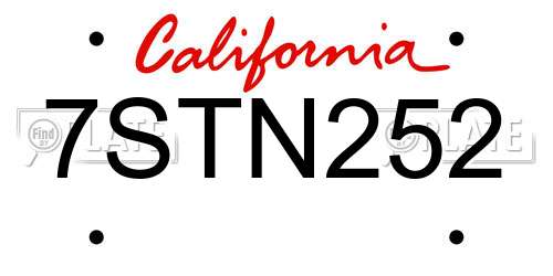 7STN252 California License Plate