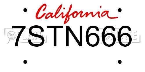 7STN666 California License Plate