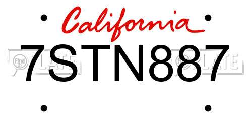 7STN887 California License Plate