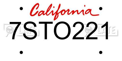 7STO221 California License Plate