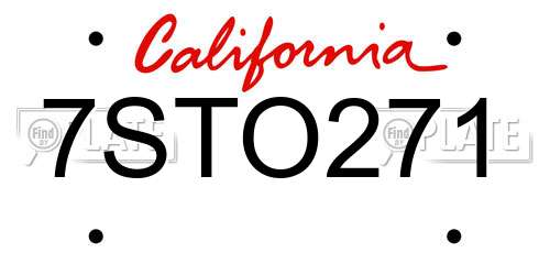 7STO271 California License Plate
