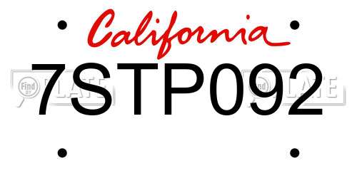 7STP092 California License Plate