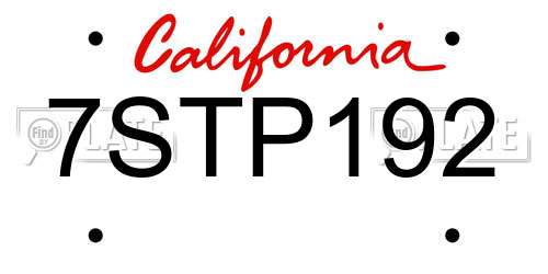 7STP192 California License Plate