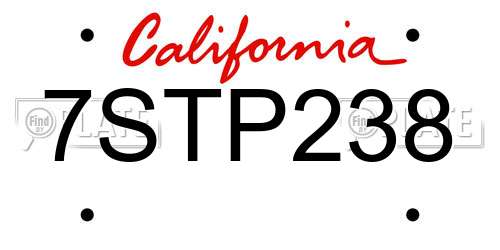 7STP238 California License Plate