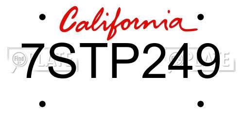 7STP249 California License Plate