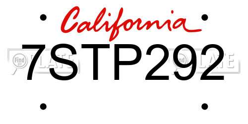 7STP292 California License Plate