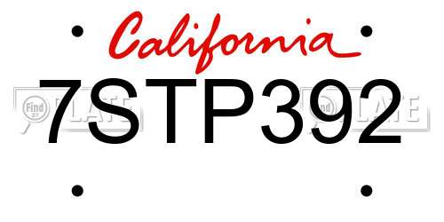 7STP392 California License Plate