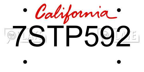 7STP592 California License Plate