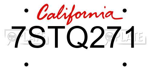 7STQ271 California License Plate
