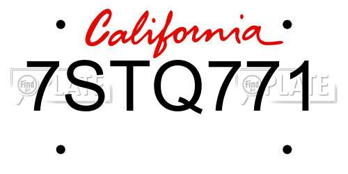 7STQ771 California License Plate