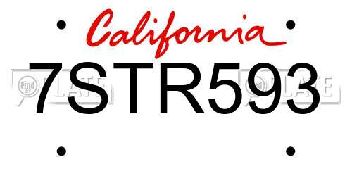 7STR593 California License Plate