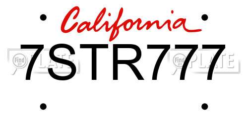 7STR777 California License Plate