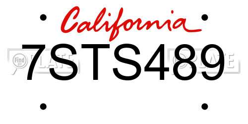 7STS489 California License Plate