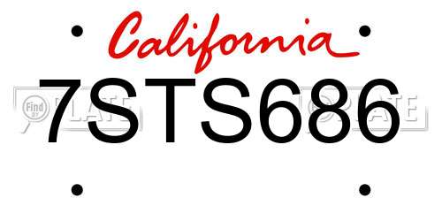 7STS686 California License Plate