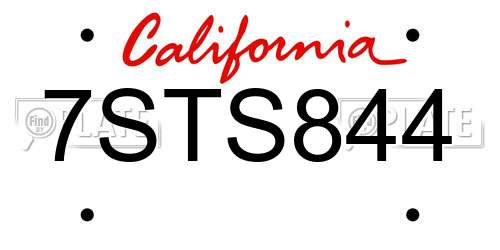 7STS844 California License Plate
