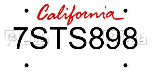 7STS898 California License Plate