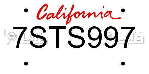 7STS997 California License Plate