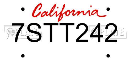 7STT242 California License Plate