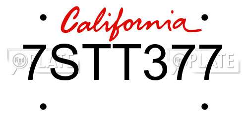 7STT377 California License Plate