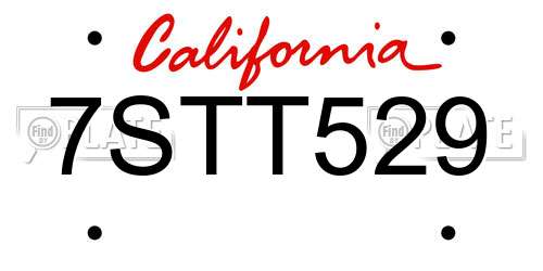 7STT529 California License Plate