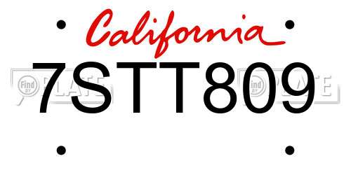 7STT809 California License Plate