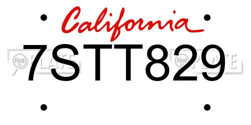 7STT829 California License Plate