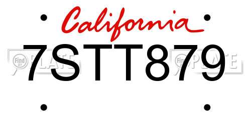 7STT879 California License Plate