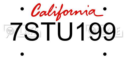 7STU199 California License Plate