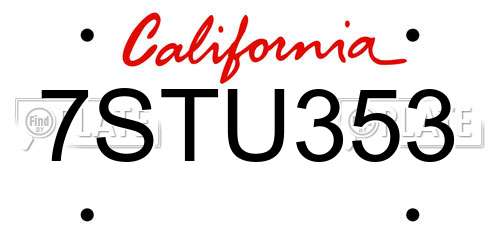 7STU353 California License Plate