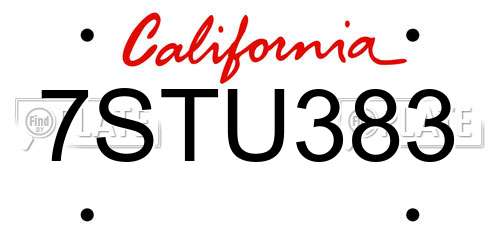 7STU383 California License Plate