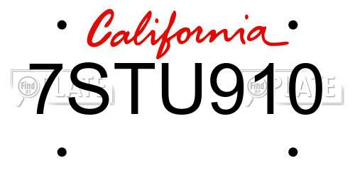 7STU910 California License Plate