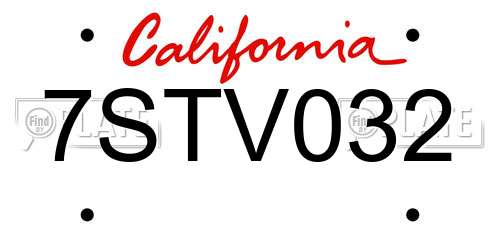 7STV032 California License Plate