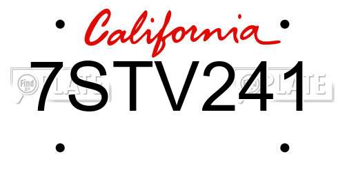 7STV241 California License Plate