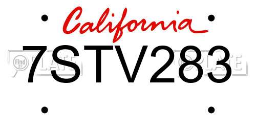 7STV283 California License Plate