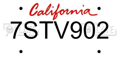 7STV902 California License Plate