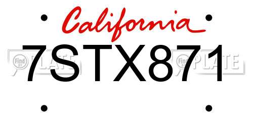 7STX871 California License Plate