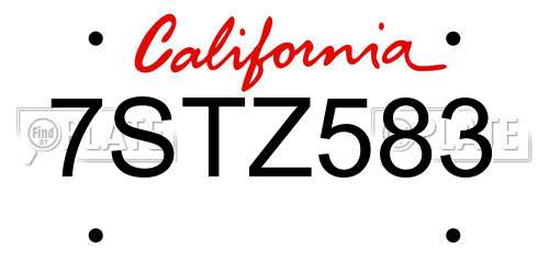 7STZ583 California License Plate