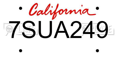 7SUA249 California License Plate