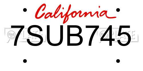 7SUB745 California License Plate