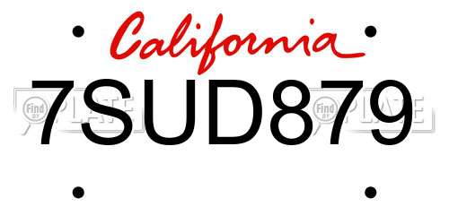 7SUD879 California License Plate