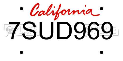 7SUD969 California License Plate