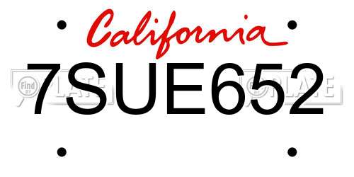 7SUE652 California License Plate