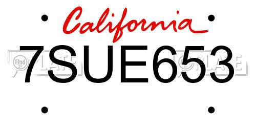 7SUE653 California License Plate