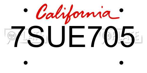 7SUE705 California License Plate